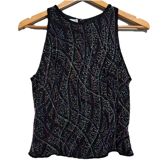 Laurence Kazar New York Tops - Laurence Kazar‎ Women's Top Silk Beaded Multi Colored Sleeveless M Festival